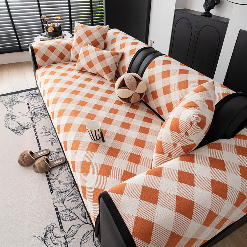 Diamond Chenille Scratch-resistant Sofa Protection Non-slip Couch Cover