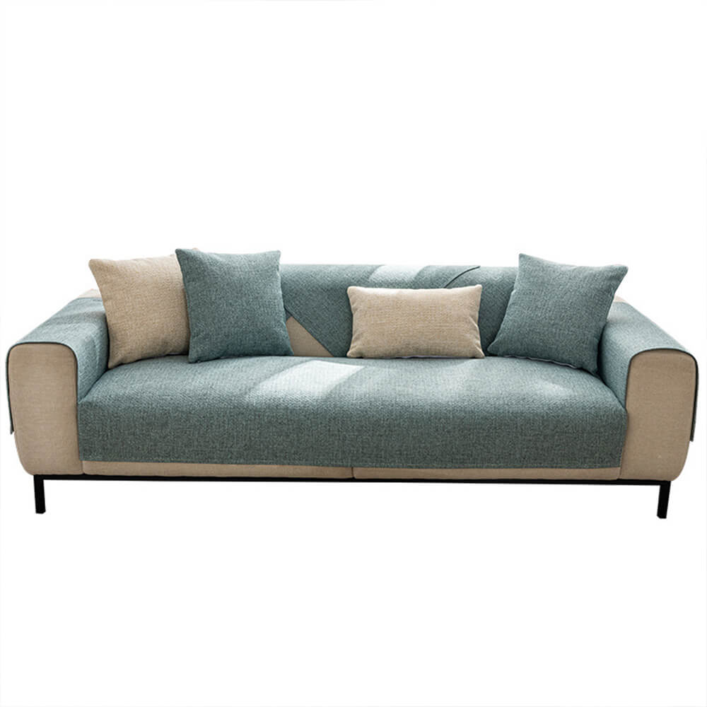 Minimalist Solid Color Breathable Faux Linen Couch Cover