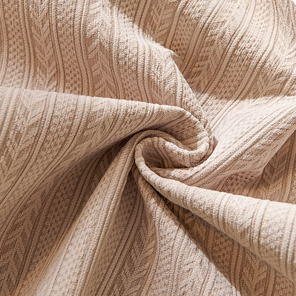 Minimalist Water-resistant Wheat Stripe Design Chenille Couch Cover