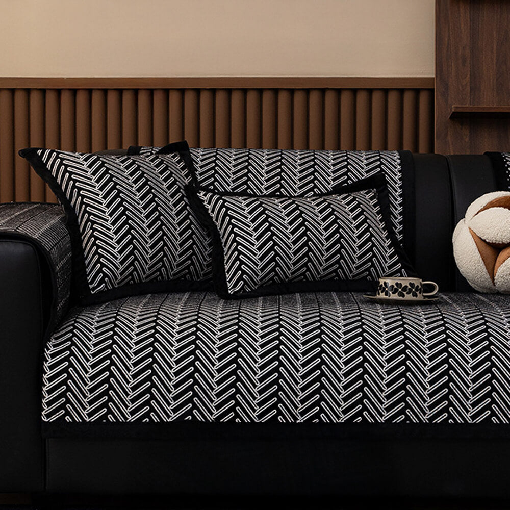 Modern Chic Herringbone Chenille Anti-scratch Non-Slip Couch Cover