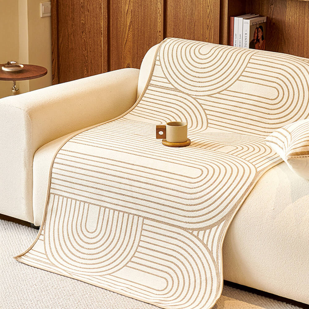 Modern Lines Chenille Artistic Sofa Protector Irregular Couch Cover