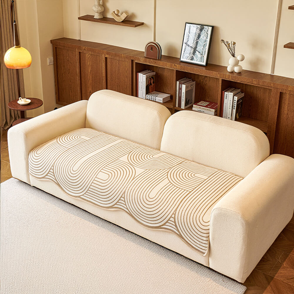 Modern Lines Chenille Artistic Sofa Protector Irregular Couch Cover