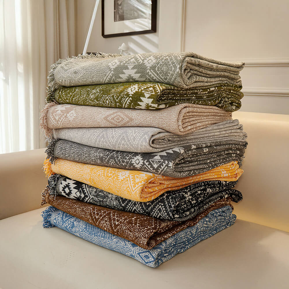 Moroccan Pattern Reversible Chenille Cat-Scratch Resistant Throw Couch Cover