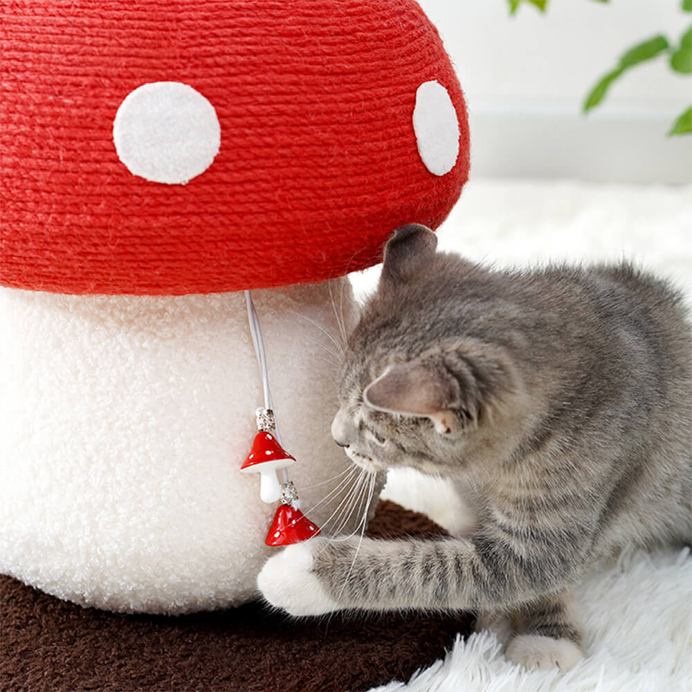 Handcrafted Mushroom-Shaped Natural Sisal Scratching Post for Large Cats