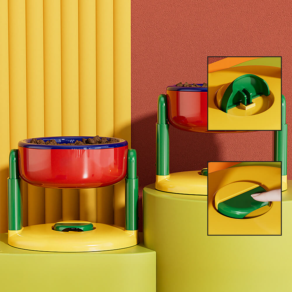 Neck Protection Adjustable Raised Pet Bowl with Anti-Slip Suction Base