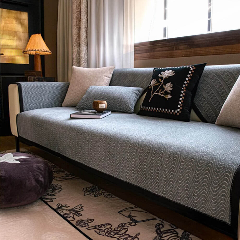 Chenille Anti-Slip Cat-Scratch Resistant Wavy Texture Premium Couch Cover