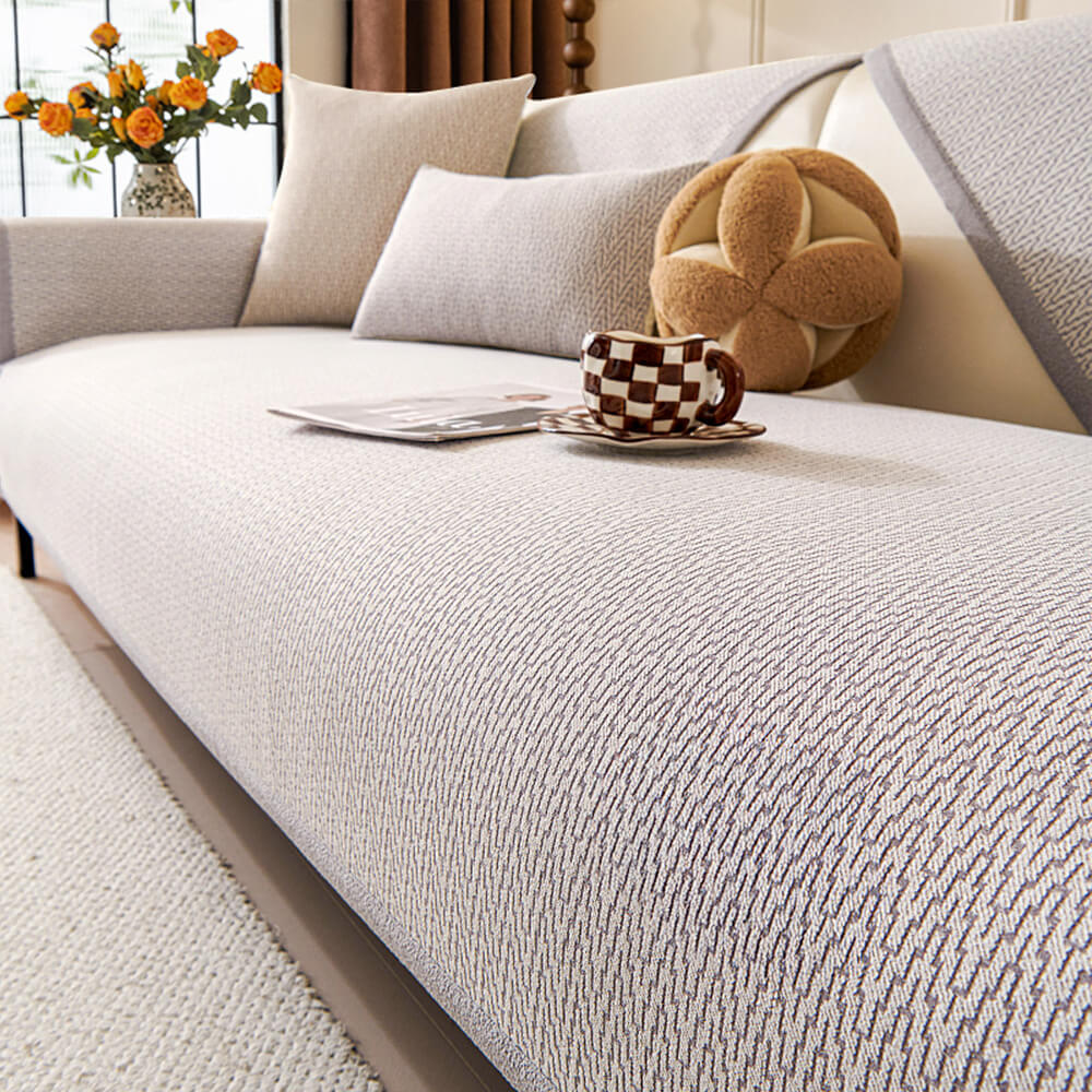 Chenille Minimalist Anti-Slip Fabric with Cat Scratch-Resistant Design Couch Cover