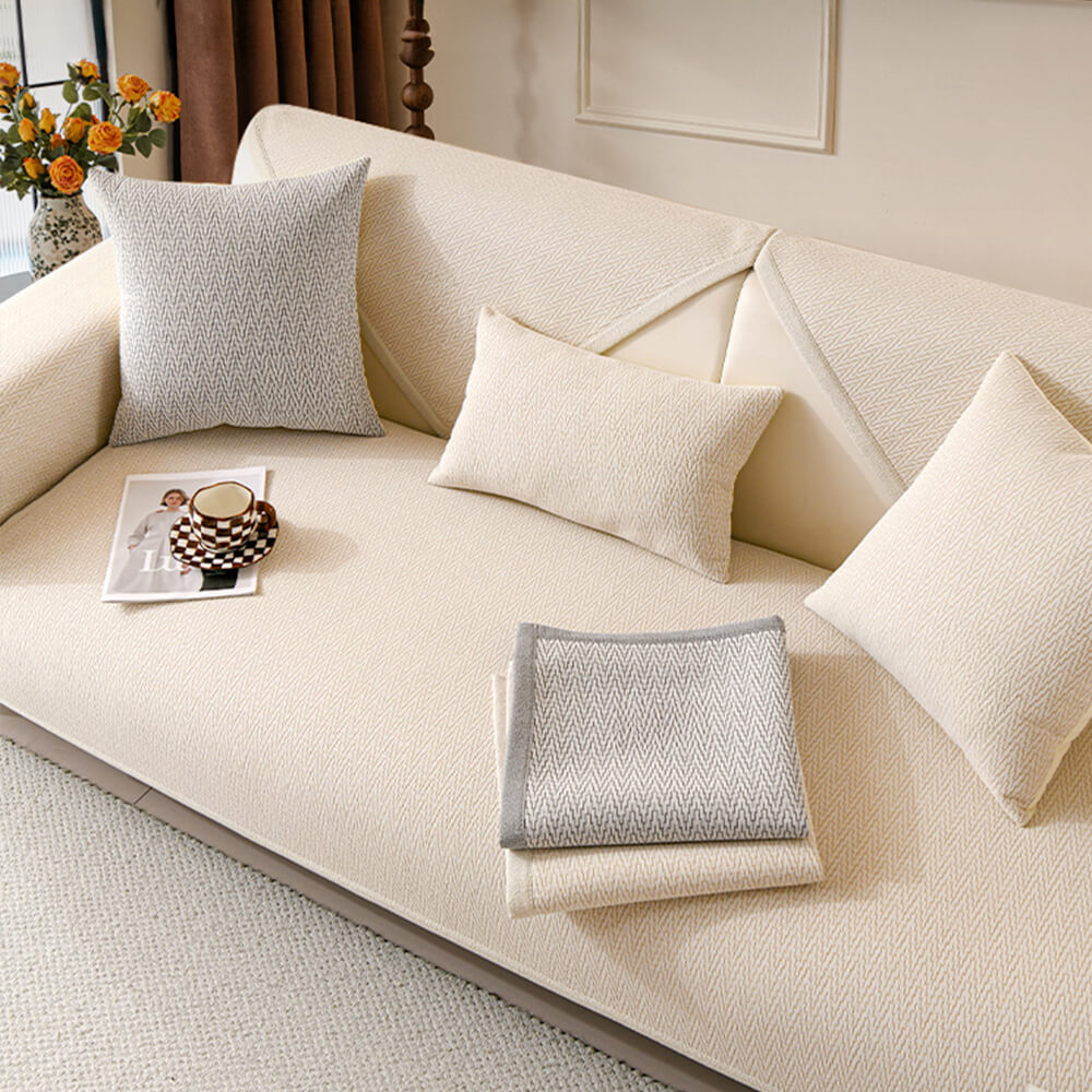 Chenille Minimalist Anti-Slip Fabric with Cat Scratch-Resistant Design Couch Cover