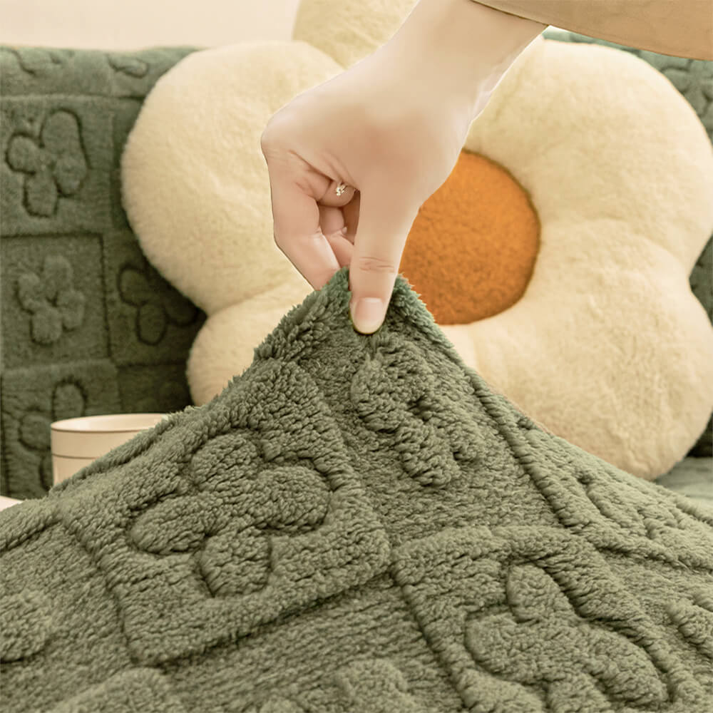 Floral Jacquard Fleece for Warmth Couch Cover