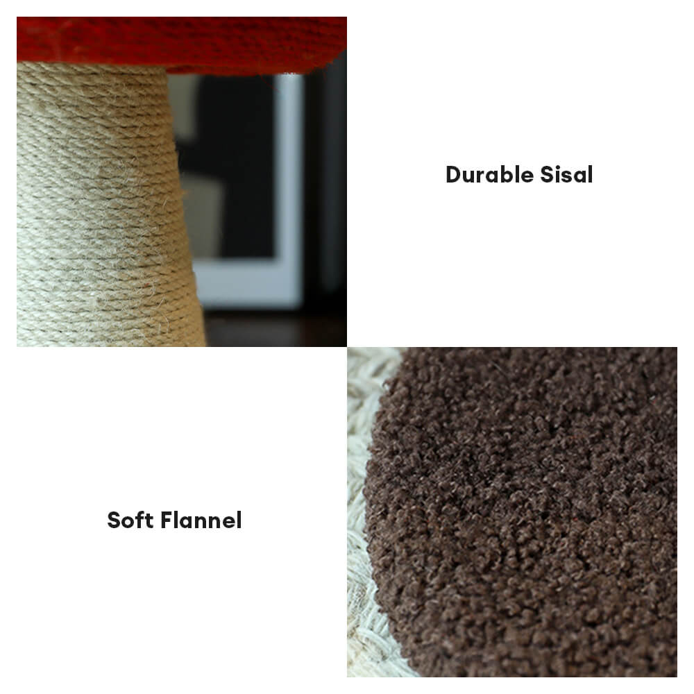 Handcrafted Mushroom-Shaped Natural Sisal Scratching Post for Large Cats