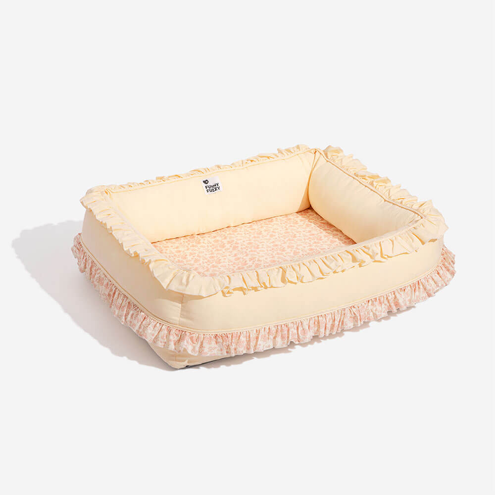 Floral Orthopedic Dog Bed Calming Pet Bed with Pillow