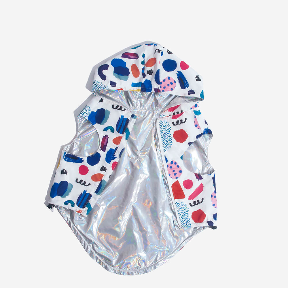 Reversible Waterproof Dog Rain Coats - Graffiti & Iridescent