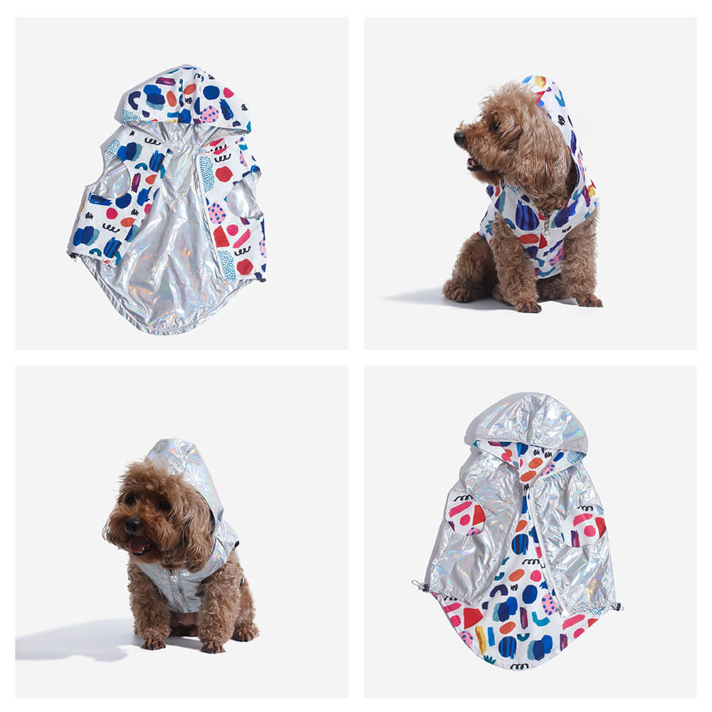 Reversible Waterproof Dog Rain Coats - Graffiti & Iridescent