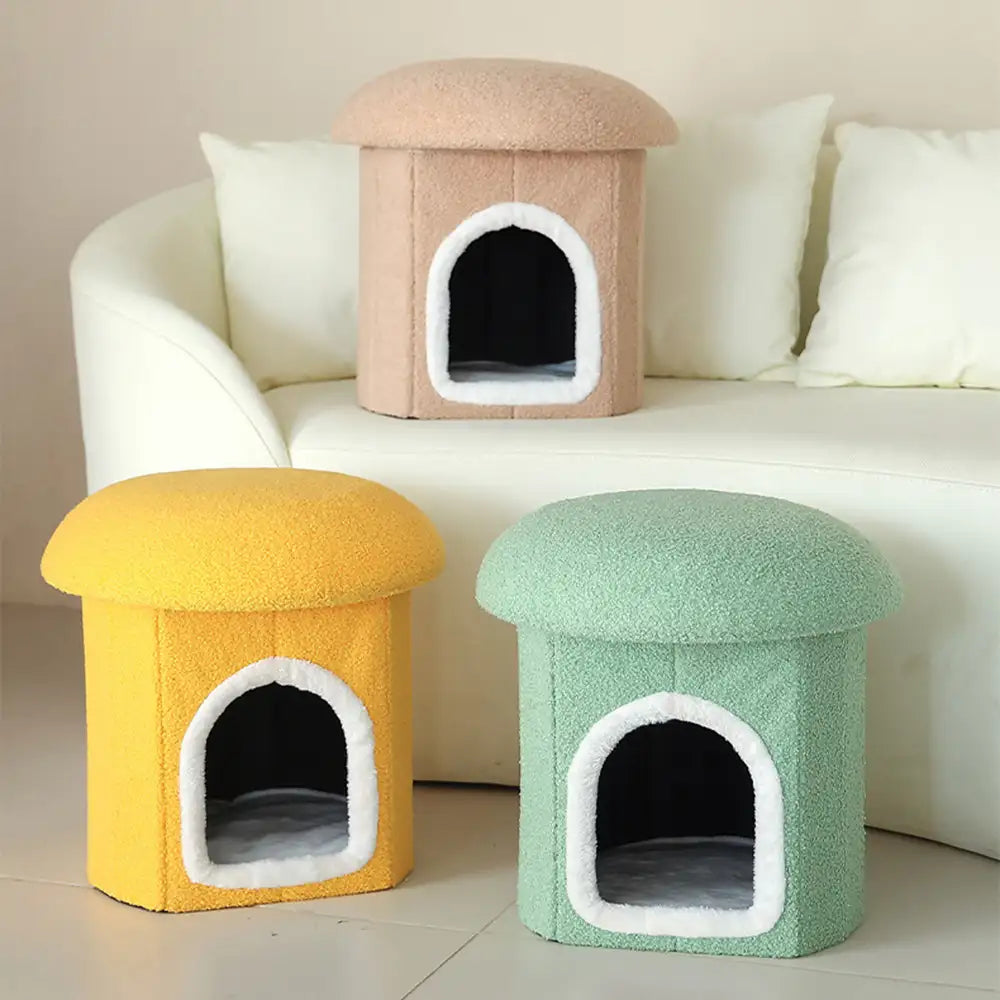 Portable Home Ottoman Pet House Foldable Condo Cat Cave