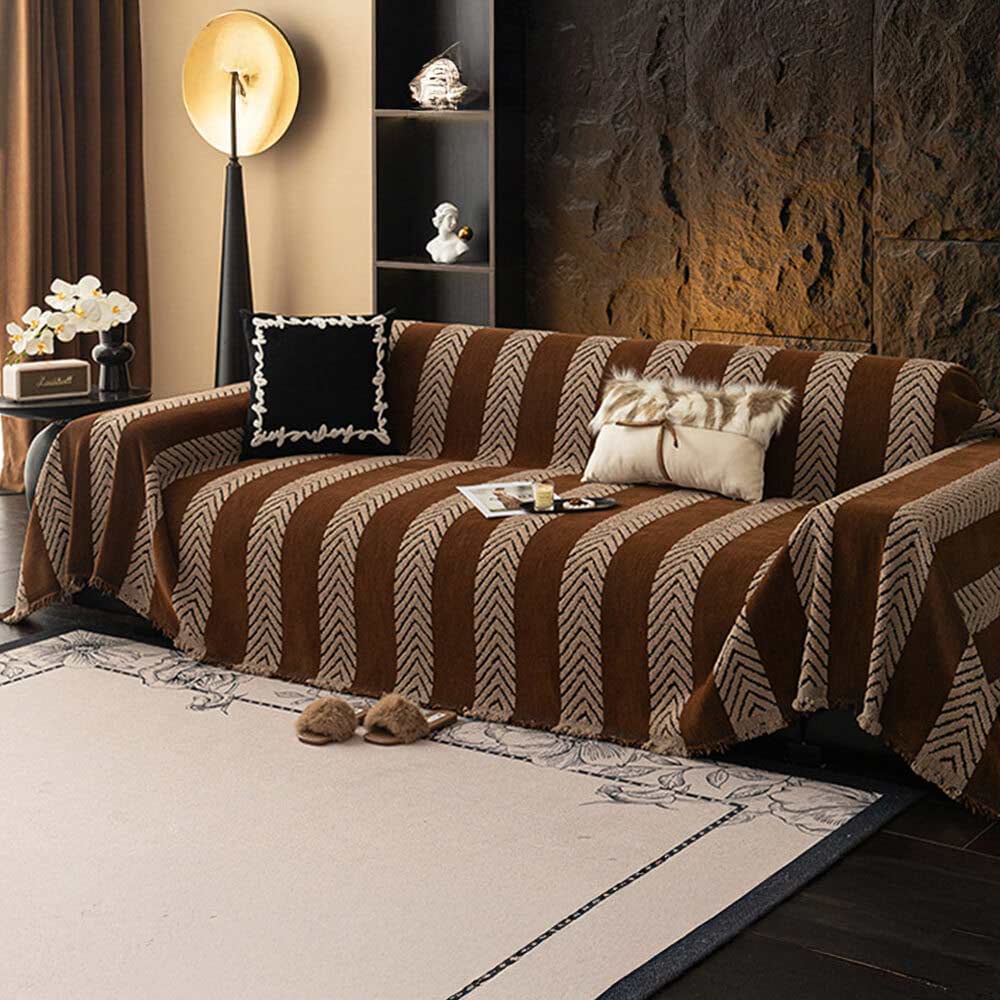 Herringbone Chenille Durable Throw Couch Cover with Seamless Pattern Stitching