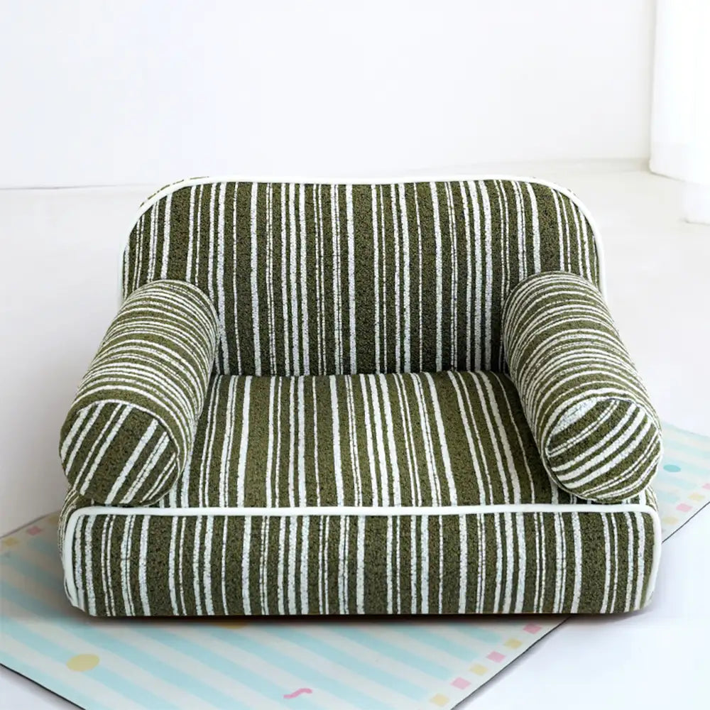 Chenille Striped Jacquard Velvet Dog Sofa Bed for Puppies