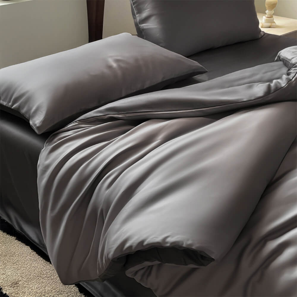 Comfortable Luxury Sateen 100% Bamboo Duvet Cover Bed Sheet Set
