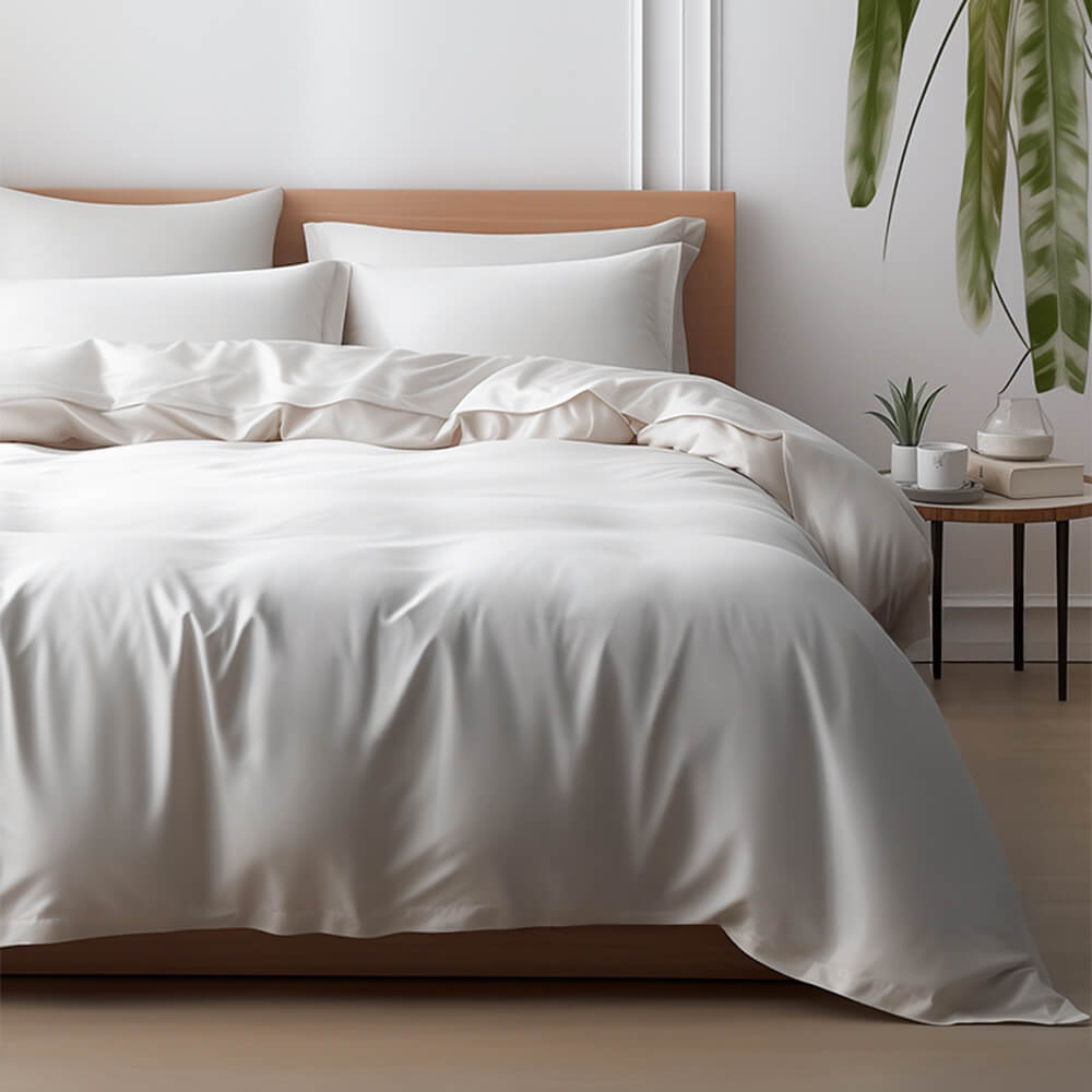 Comfortable Luxury Sateen 100% Bamboo Duvet Cover Bed Sheet Set