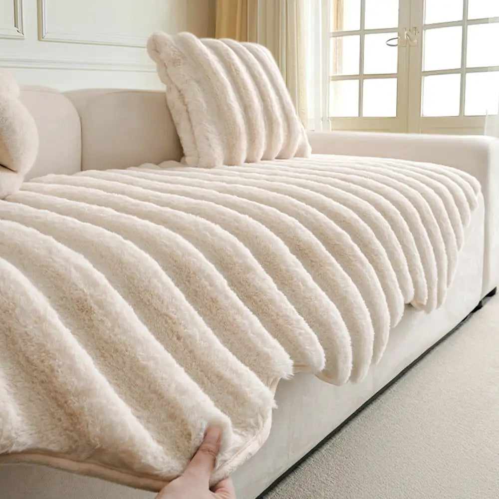 Fluffy Comfort Plush Furniture Protection Decorative Couch Cover