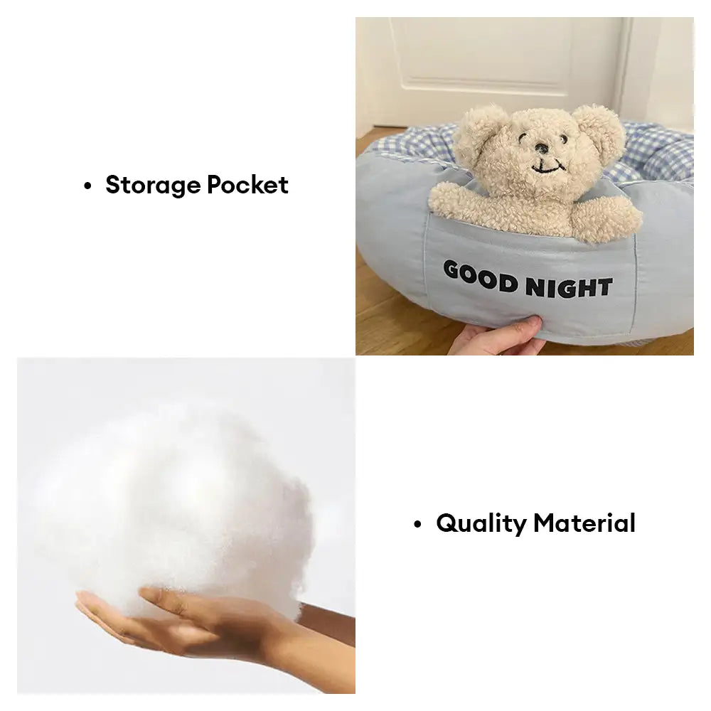 Goodnight Deep Sleep All-around Calming Dog Bed with Bear Toy