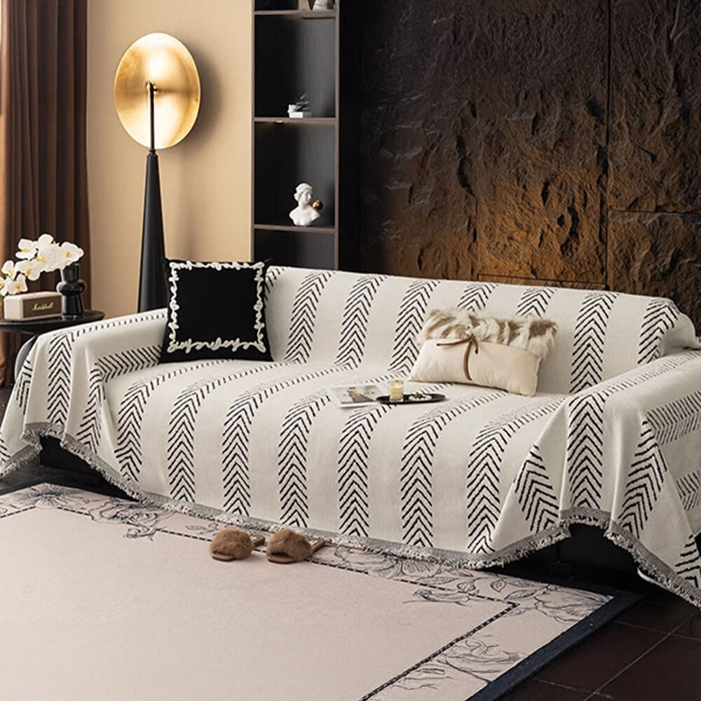 Herringbone Chenille Durable Throw Couch Cover with Seamless Pattern Stitching