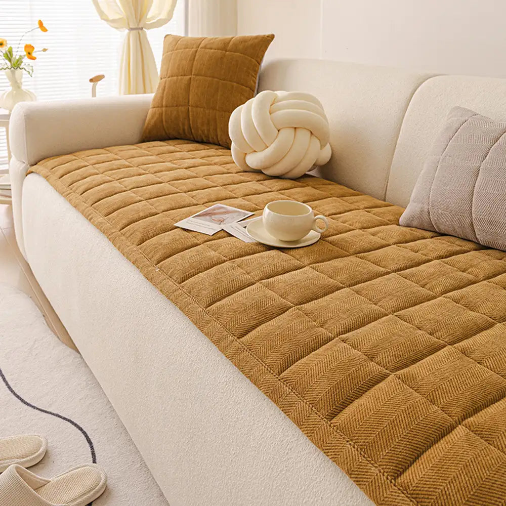Herringbone Chenille Elegant Breathable Sofa Decoration Non-slip Couch Cover