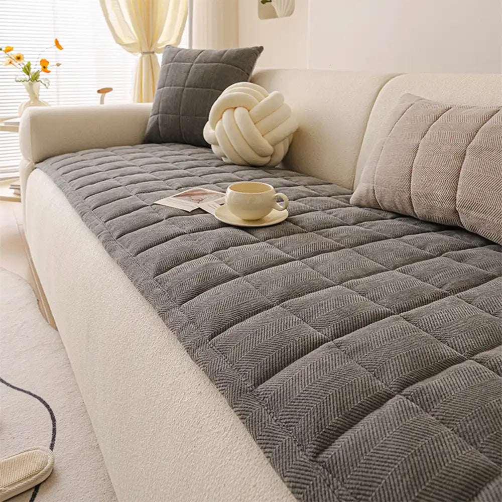 Herringbone Chenille Elegant Breathable Sofa Decoration Non-slip Couch Cover