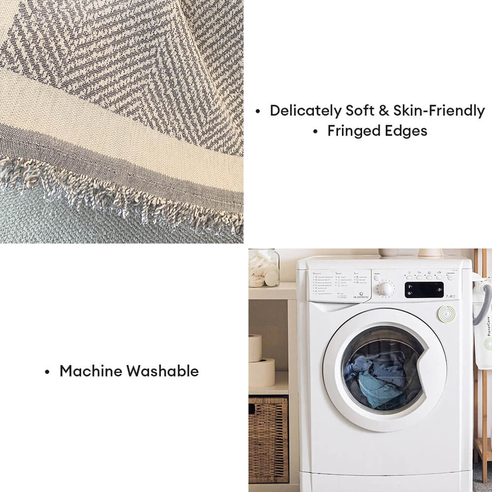 Herringbone Pattern Fringed Chenille Throw Couch Cover