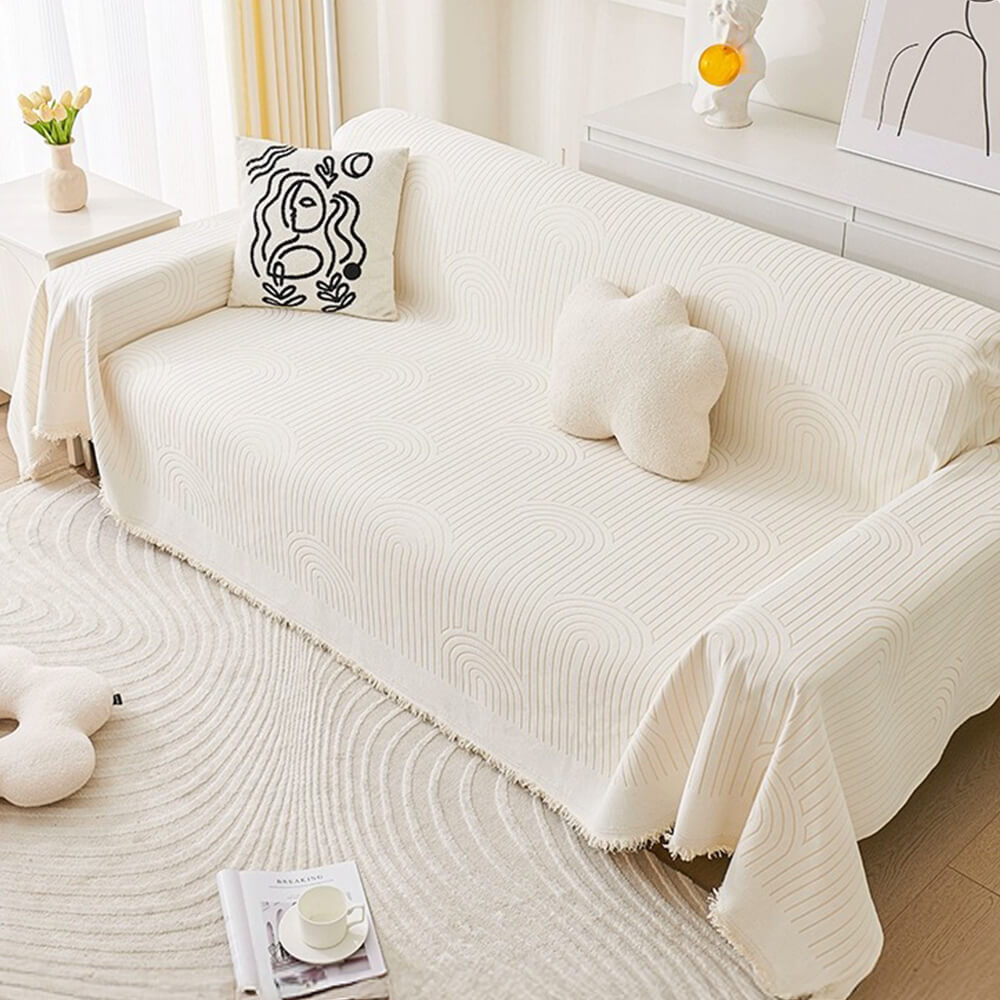 Minimalist Arch Motif Scratch-Resistant Chenille Throw Couch Cover