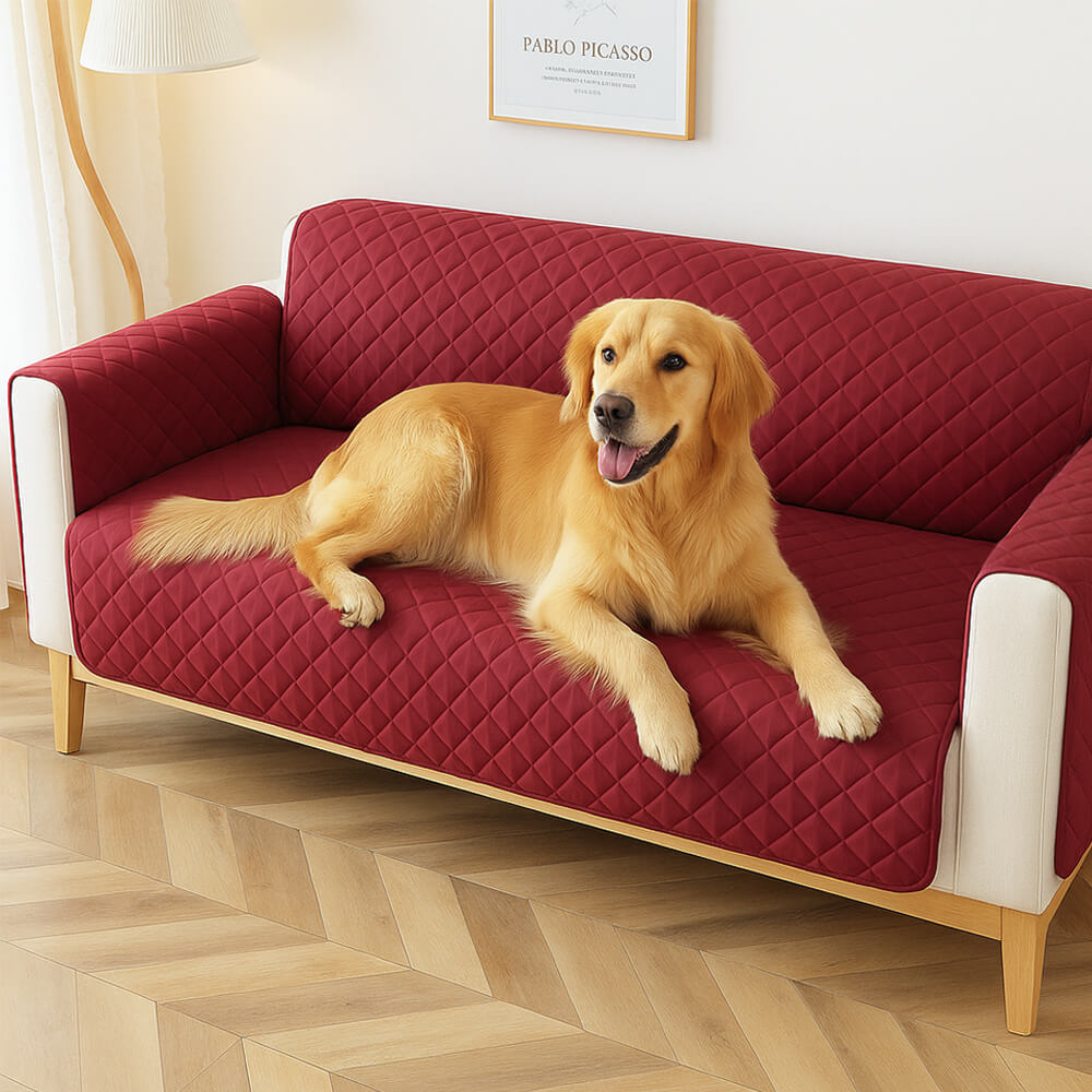 Modern Diamond One-Piece Sofa Protector Water-resistant Non-Slip Couch Cover with Armrest