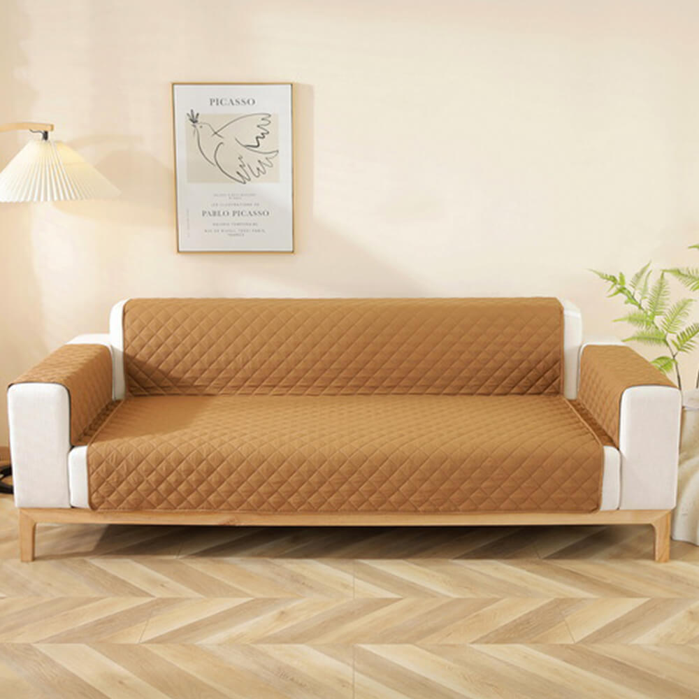 Modern Diamond One-Piece Sofa Protector Water-resistant Non-Slip Couch Cover with Armrest
