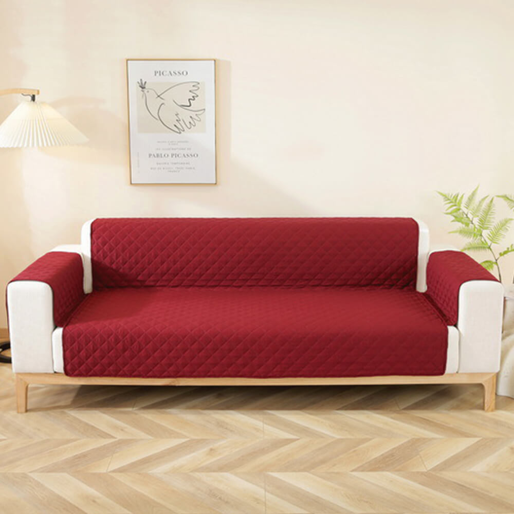Modern Diamond One-Piece Sofa Protector Water-resistant Non-Slip Couch Cover with Armrest