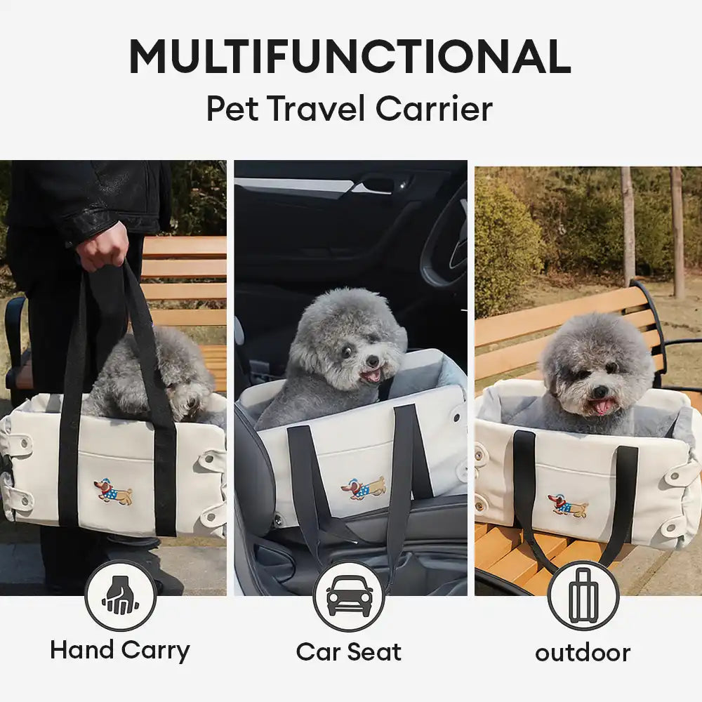 Portable Travel Faux Leather Waterproof Center Console Pet Car Seat