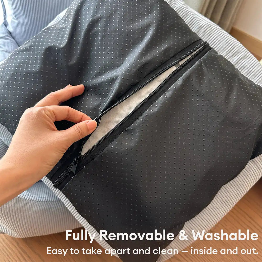 Rustic Corduroy Plaid Patchwork Dog Sofa Bed with Toy