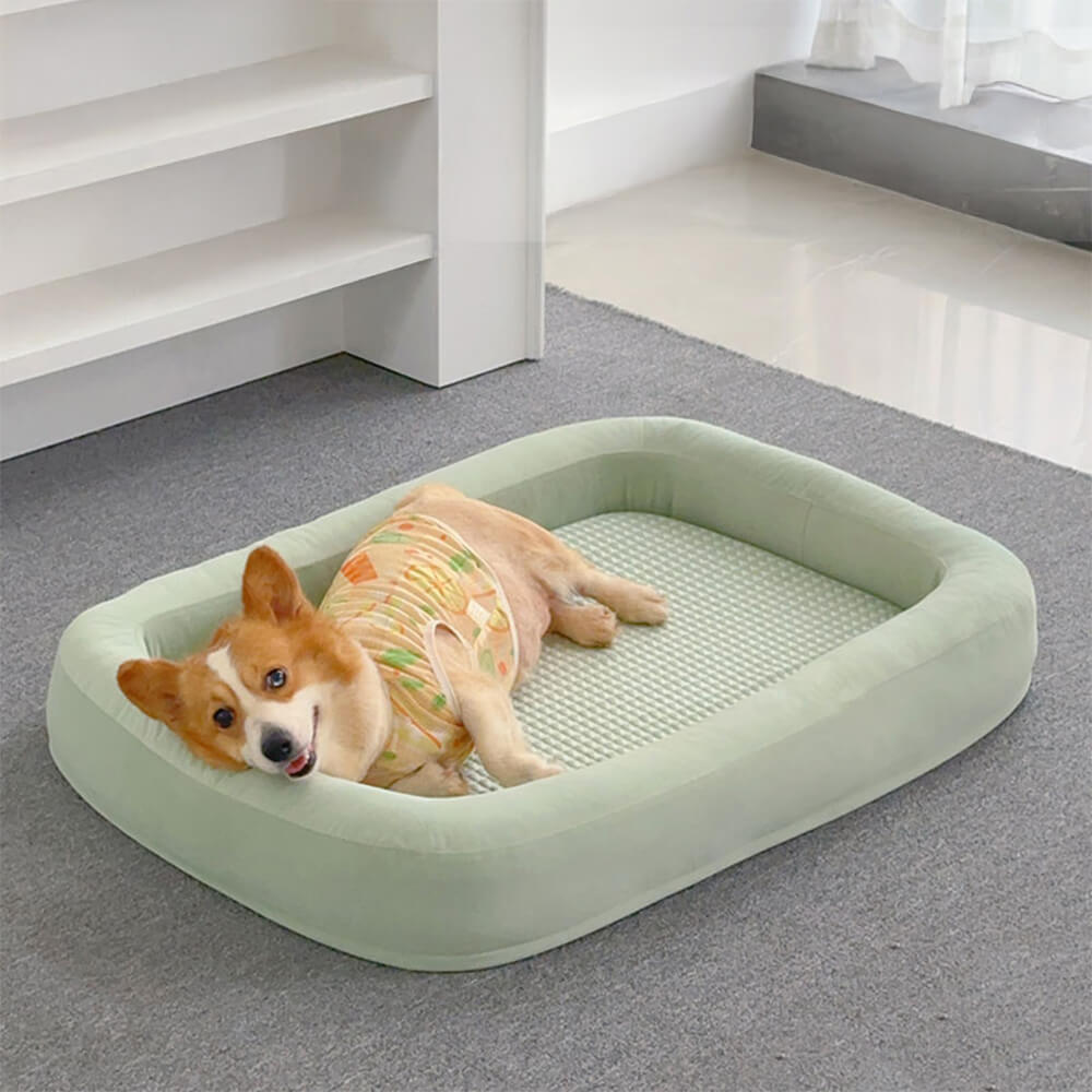 Soft Cooling Reversible Washable All-Season Oval Dog Bed