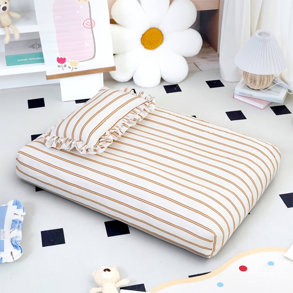 Striped Cotton Thick Padded & Soft Dog Pillow Bed