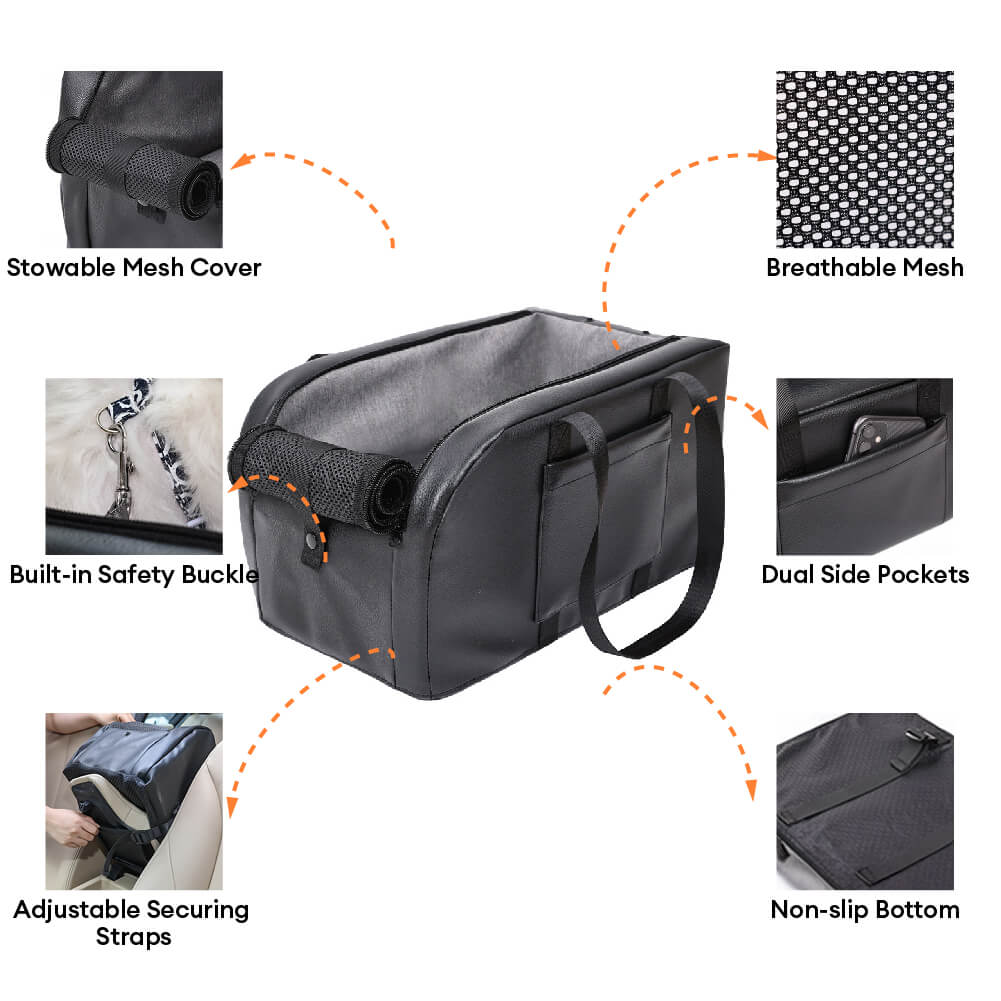 Travel Safety Elevated Detachable Dog Car Seat Center Console for Small Dogs