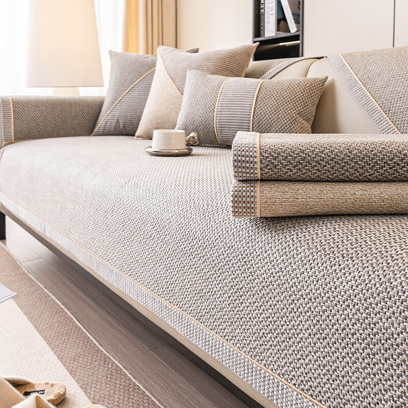 Breathable Woven Cotton Linen Non-Slip Couch Cover