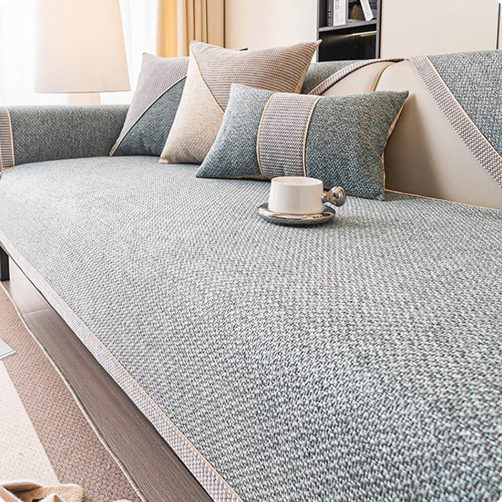 Breathable Woven Cotton Linen Non-Slip Couch Cover