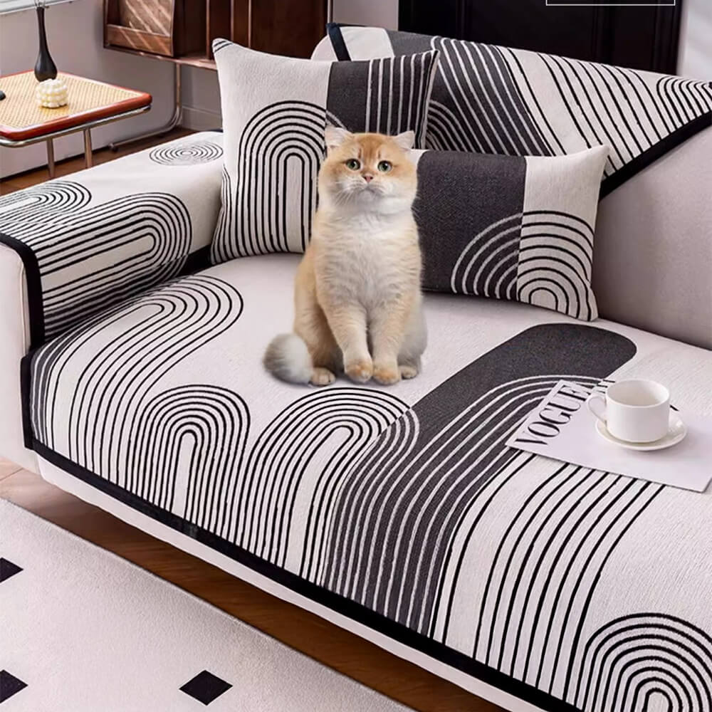 Chenille Arch Pattern Scratch-Resistant Couch Cover