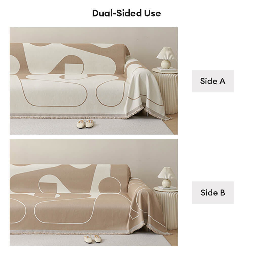 Geometric Fringe Double-Sided Chenille Non-Slip Throw Couch Cover