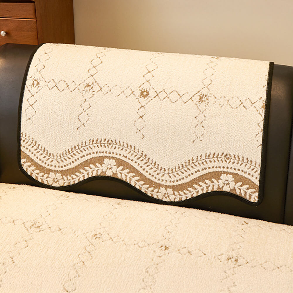 Wavy Pattern Anti-Scratch Plush Couch Cover