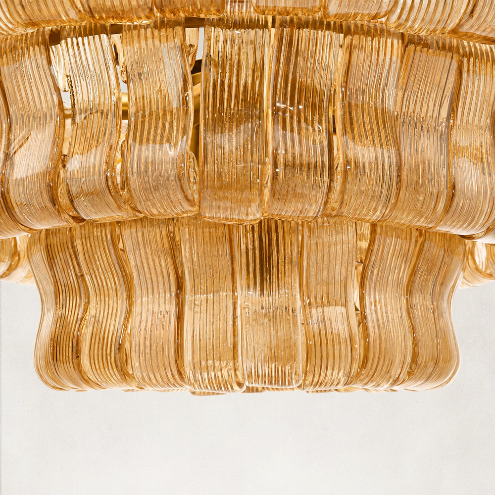GeoLume Amber Glass Round Chandelier 24"D