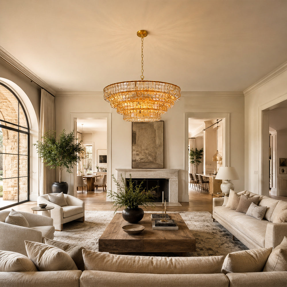 GeoLume Amber Glass Round Chandelier 36"D