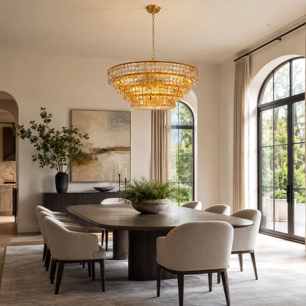 GeoLume Amber Glass Round Chandelier 36"D