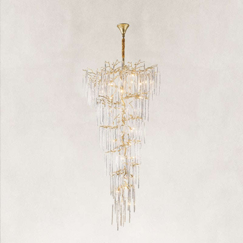 Glacia Crystal Tree Branch Staircase Chandelier 95"