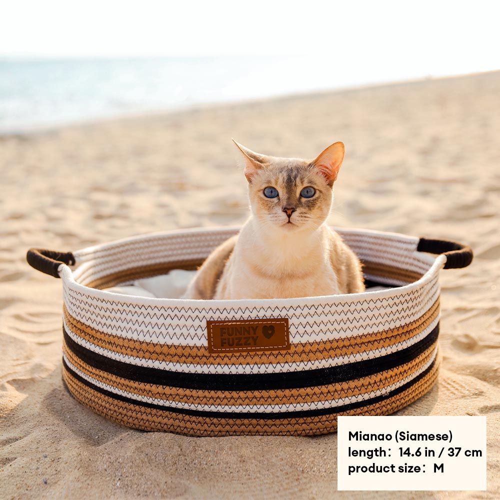 Handcrafted Stripe Calming Pet Bed - Timeless Nest