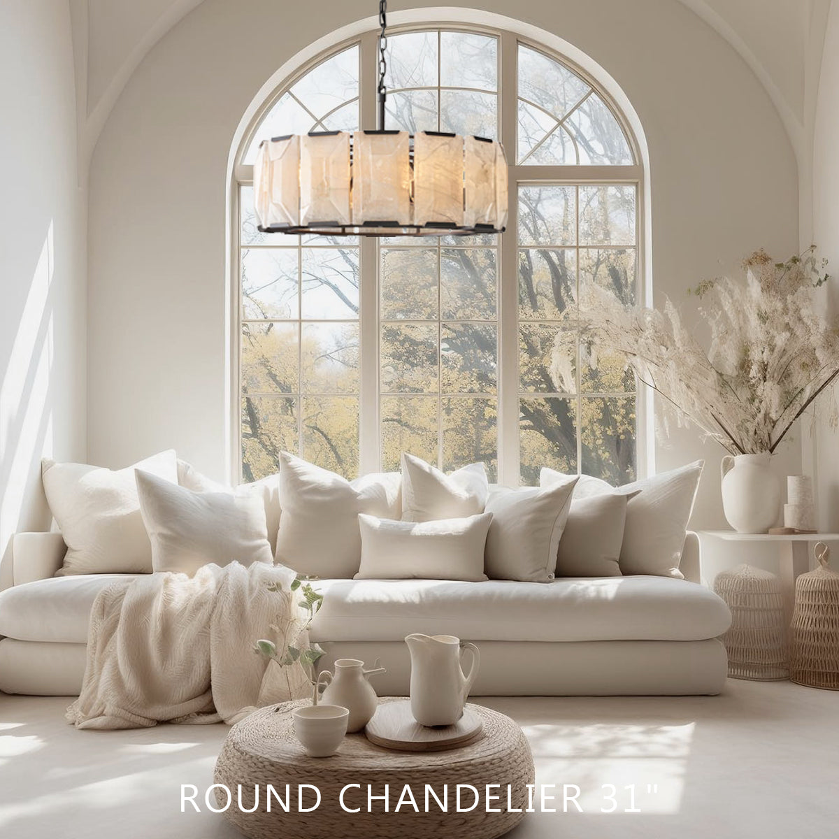 Harfz Calcite Round Chandelier 31"
