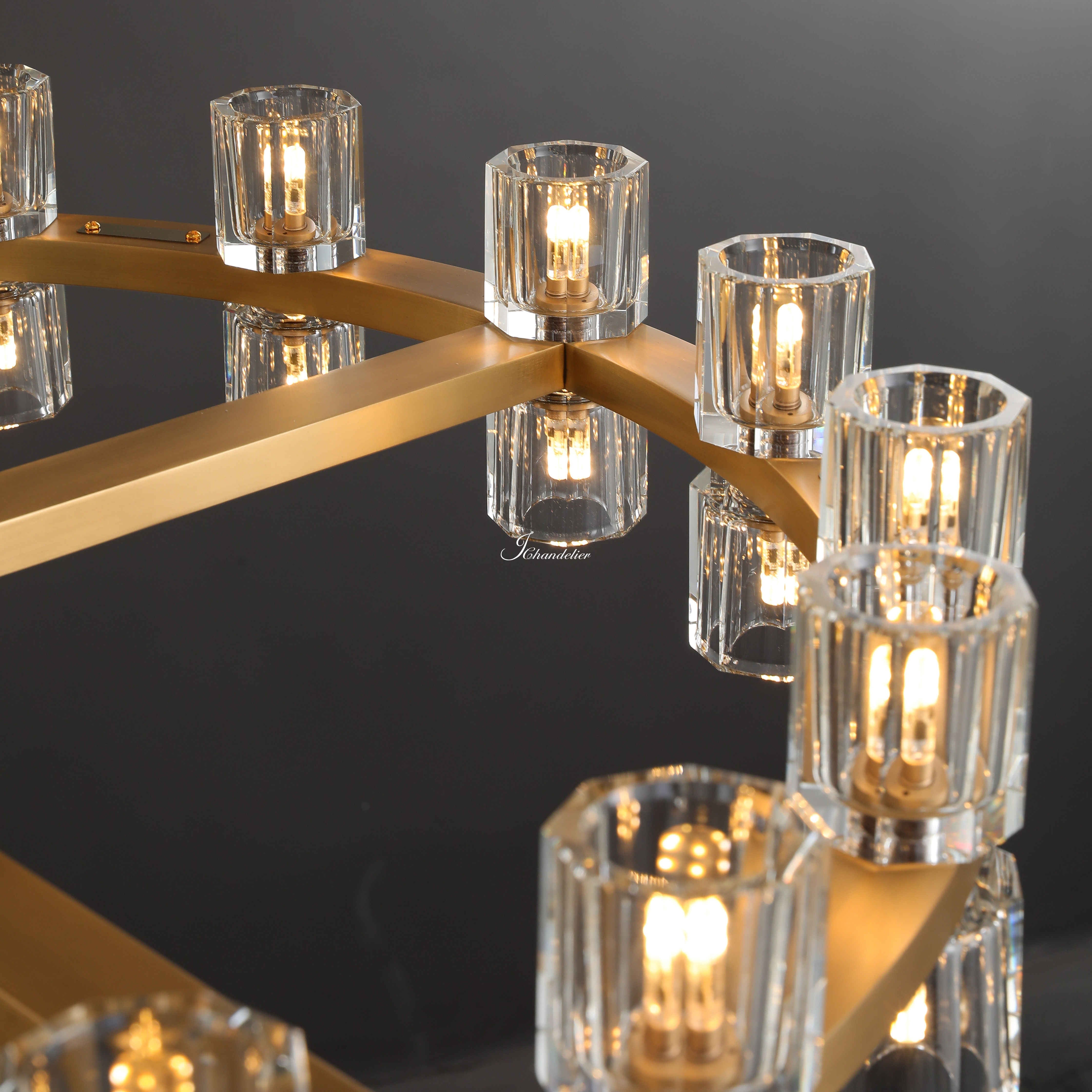 Arcfz Crystal Round 2-Tier Chandelier 60"