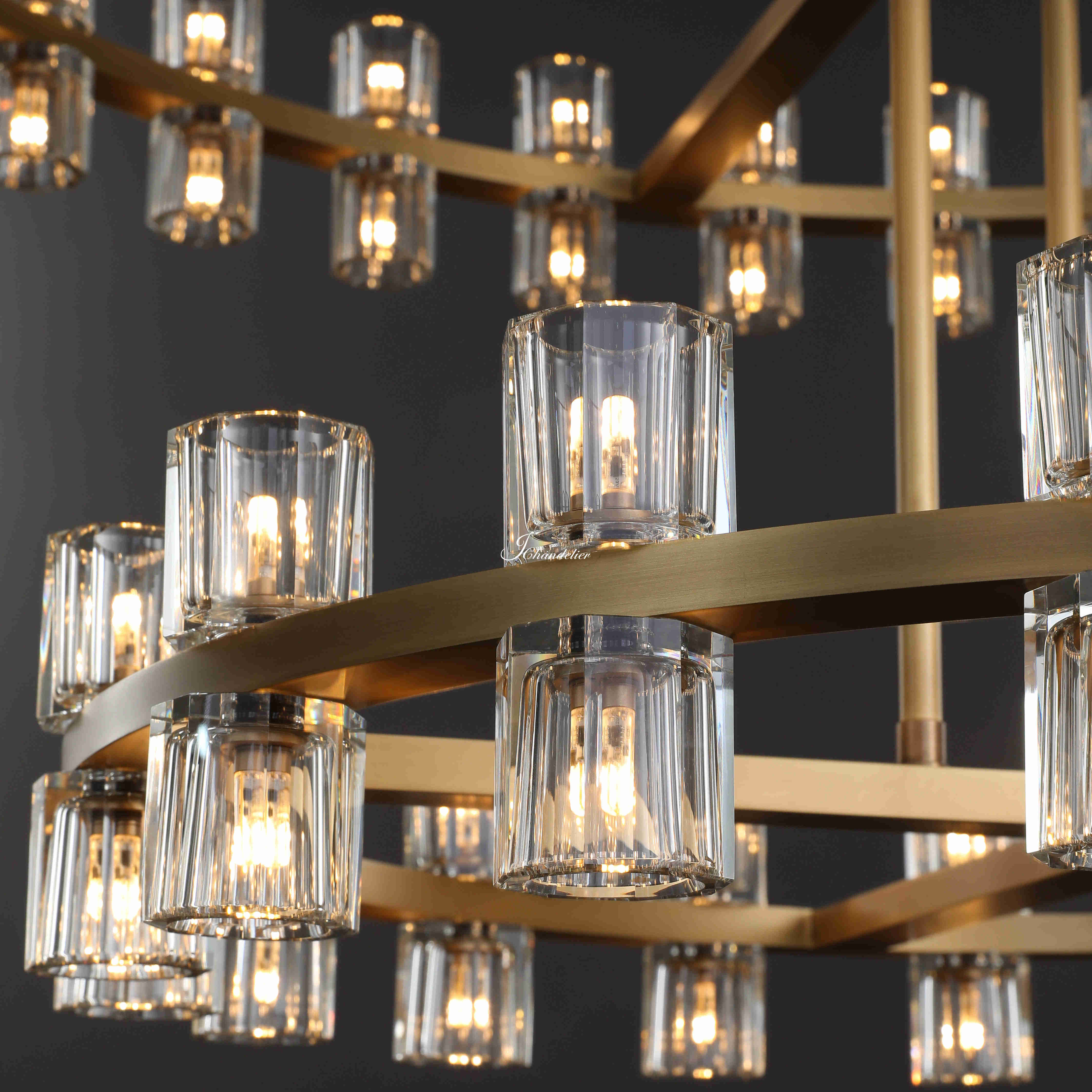 Arcfz Crystal Round 2-Tier Chandelier 60"